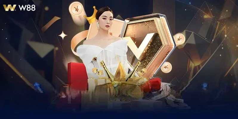 Giao diện casino trực tuyến bằng điện thoại của W88.